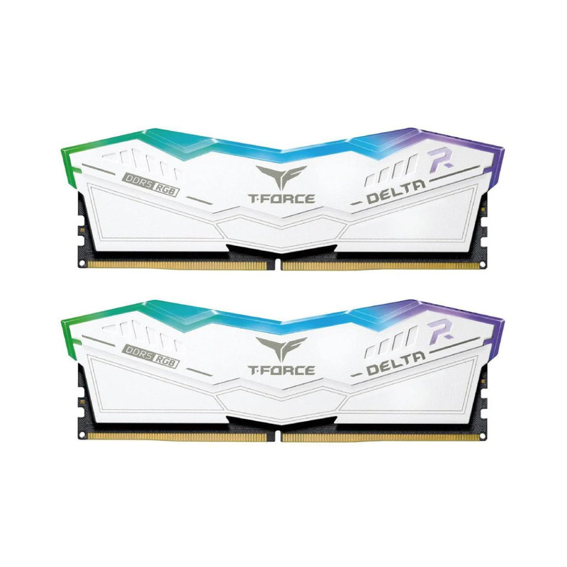 Team Group T-Force Delta RGB 32GB (2 x 16GB) CL36 7600Mhz DDR5 - White - الذاكرة العشوائية